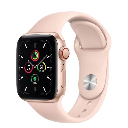 Apple Watch SE GPS + Cellular 40mm Gold Aluminum Case with Pink Sand Sport Band (MYEA2, MYEH2)